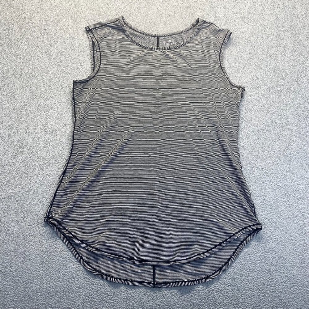 Athleta Womens Shanti Micro Stripe Tank Top Large S Tencel Black White Workout - Picture 9 of 9